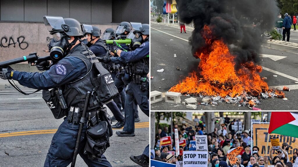 Hundreds of Protesters and Police Clash Over Immigration Issues in L.A.