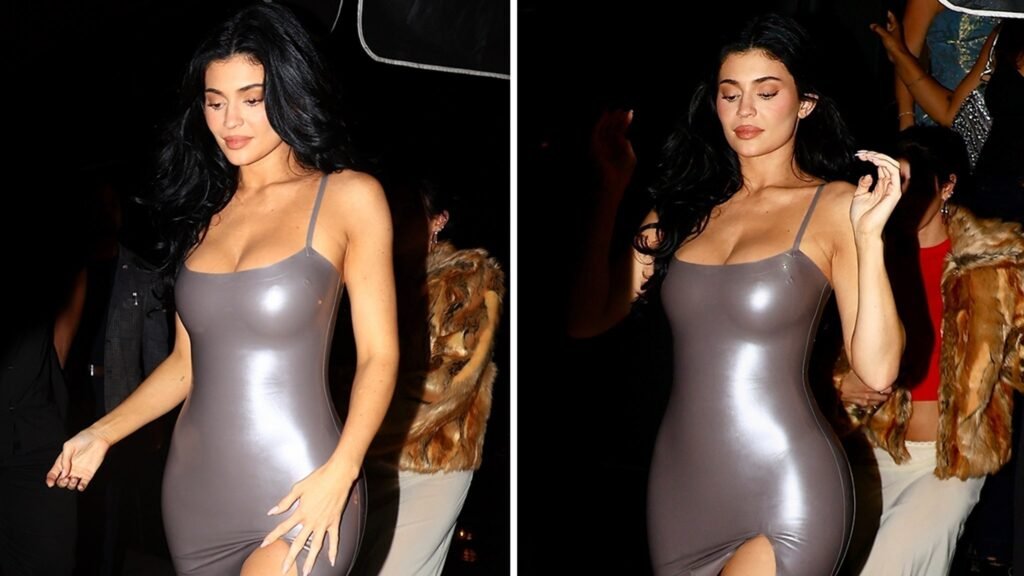 Kylie Jenner Stuns in Skintight Chrome Dress During Los Angeles Outing